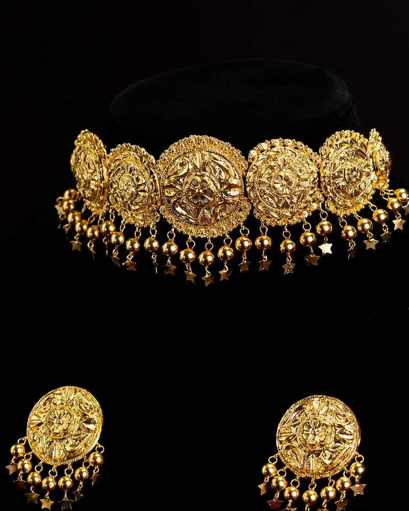 22K gold set with earrings, 22k gold jewellery set with earrings at Sonei Jewellers Surrey