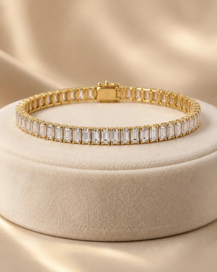 Baguette diamond tennis bracelet, gold bracelet at Sonei Jewellers Surrey