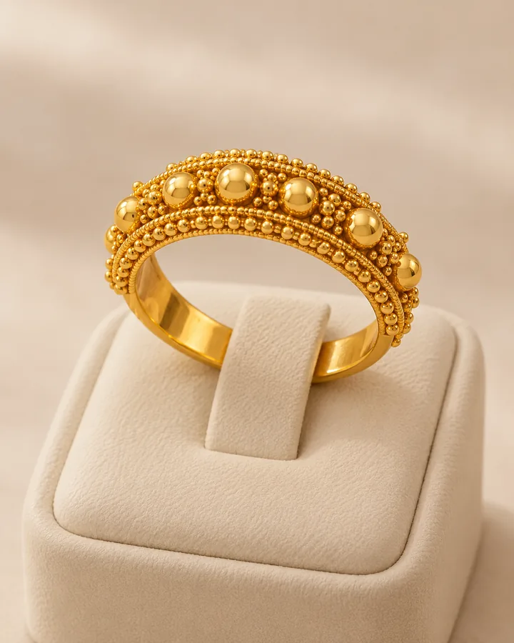 Beaded ring, gold ring at Sonei Jewellers Surrey