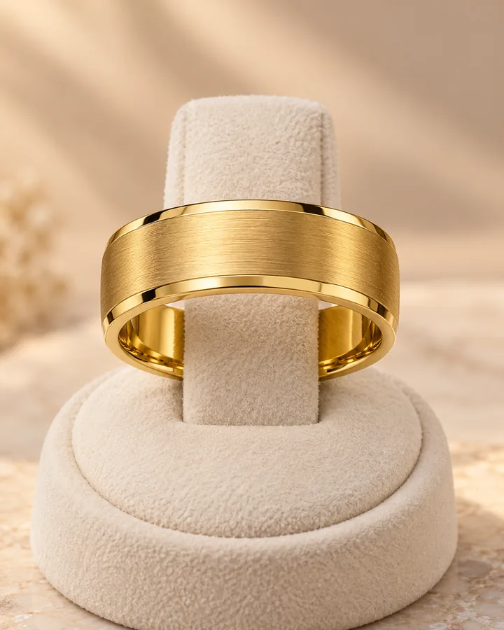 Brushed band, gold band at Sonei Jewellers Surrey