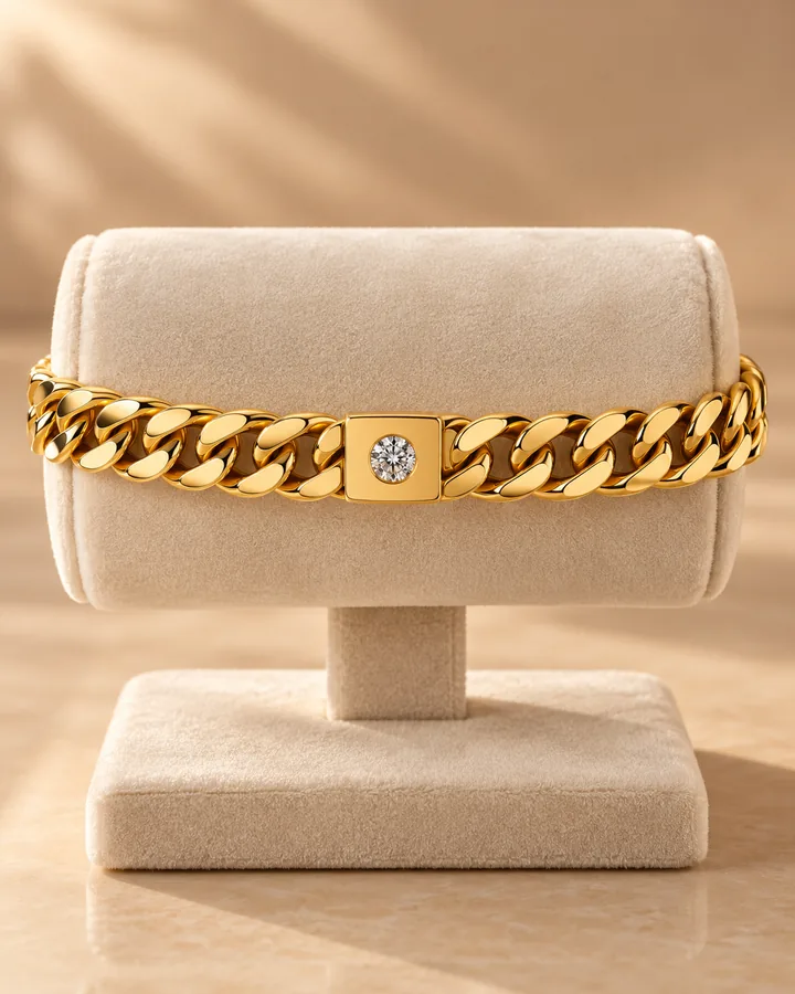Cuban bracelet with diamond, gold bracelet at Sonei Jewellers Surrey