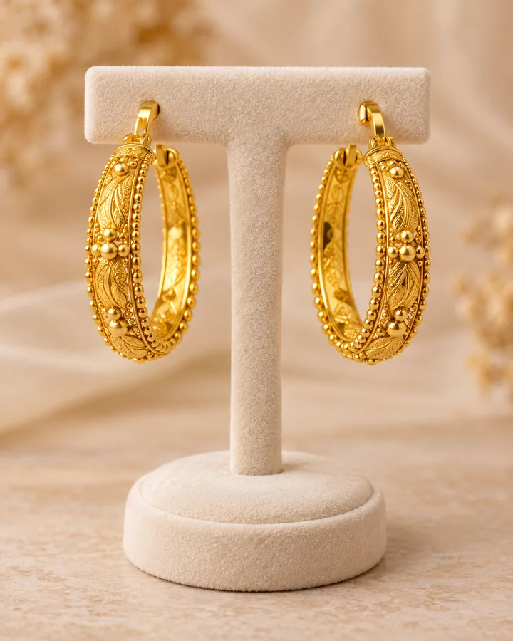 Hoop earrings, gold earring at Sonei Jewellers Surrey