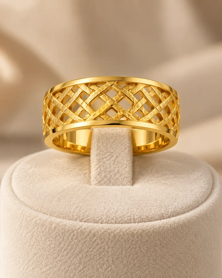 Lattice band, gold band at Sonei Jewellers Surrey