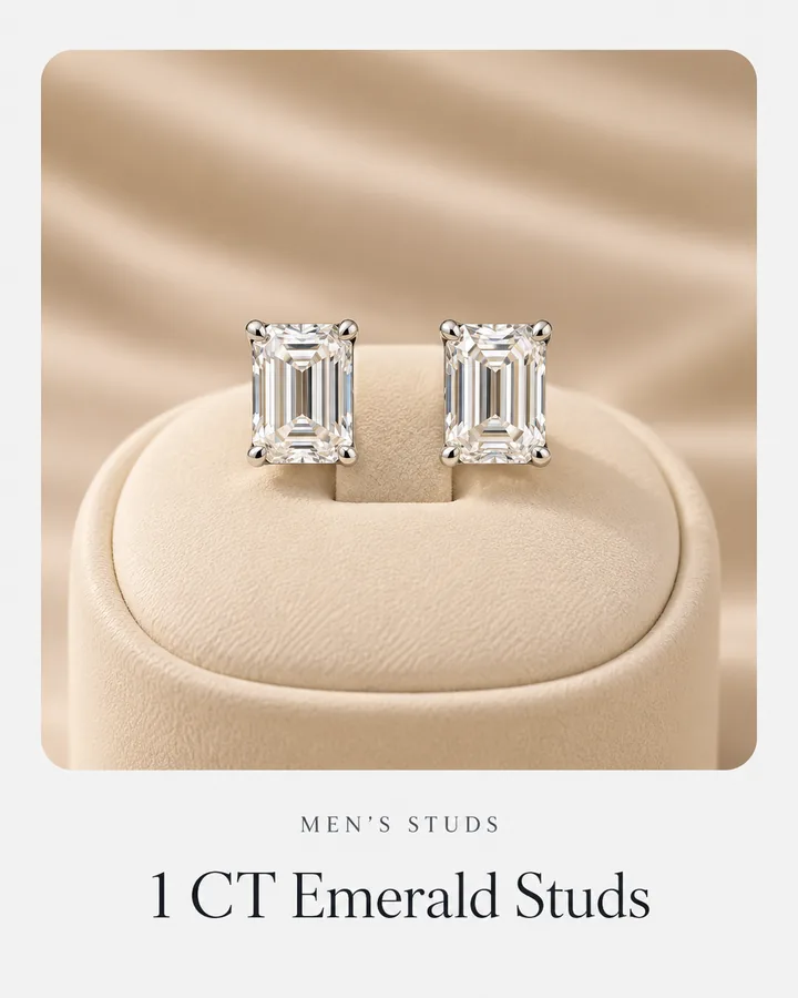 1 CT Emerald Studs, diamond stud earring at Sonei Jewellers Surrey