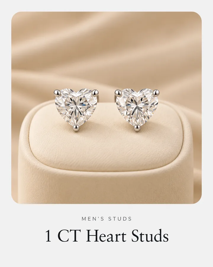1 CT Heart Studs, diamond stud earring at Sonei Jewellers Surrey
