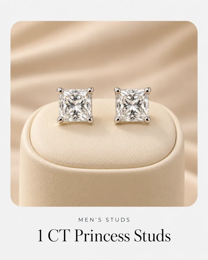 1 CT Princess Studs, diamond stud earring at Sonei Jewellers Surrey