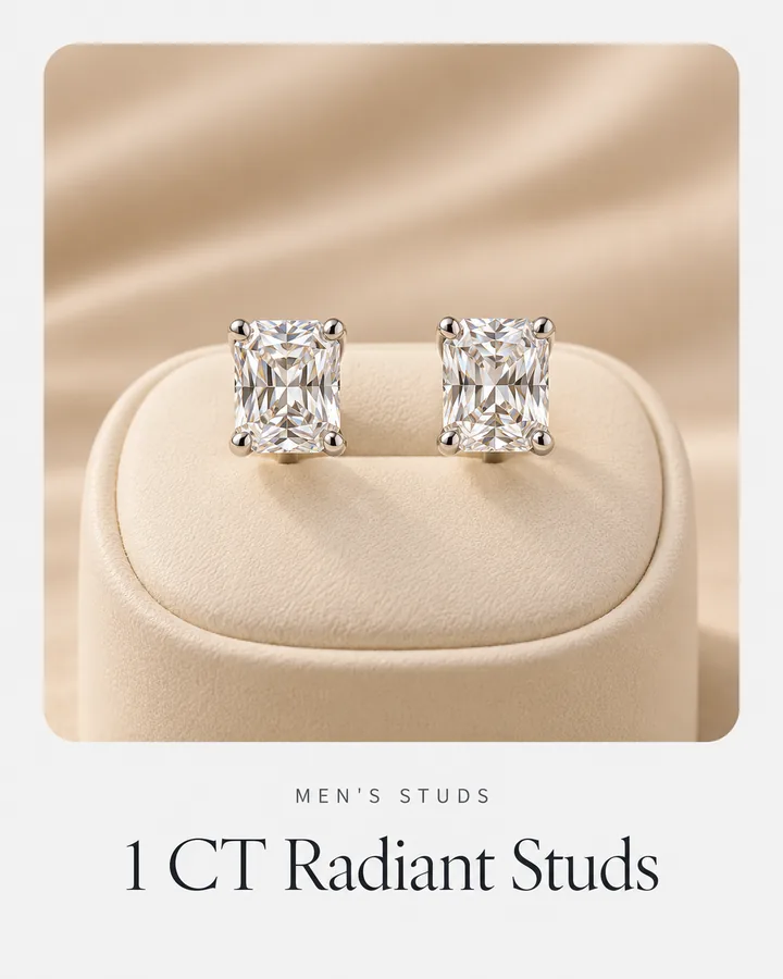 1 CT Radiant Studs, diamond stud earring at Sonei Jewellers Surrey