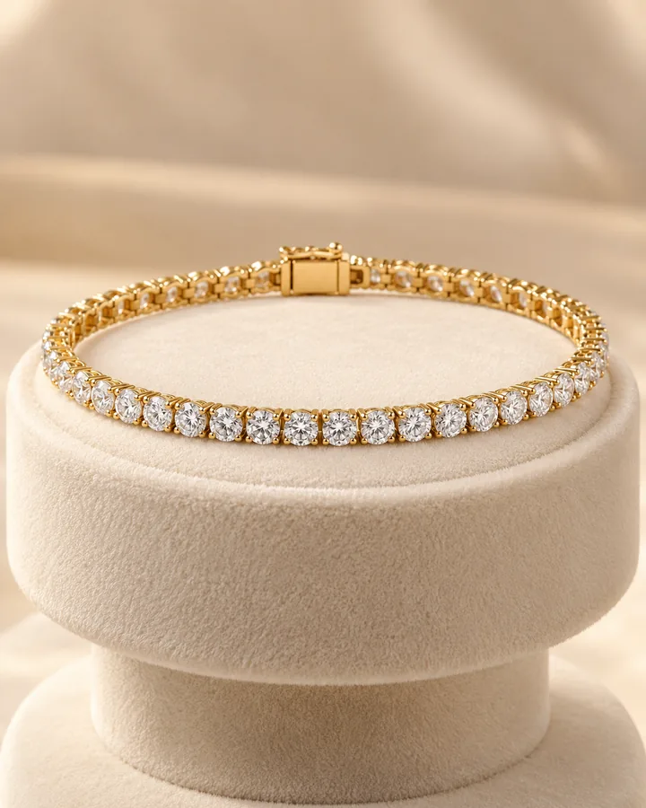 Round diamond tennis bracelet, gold bracelet at Sonei Jewellers Surrey