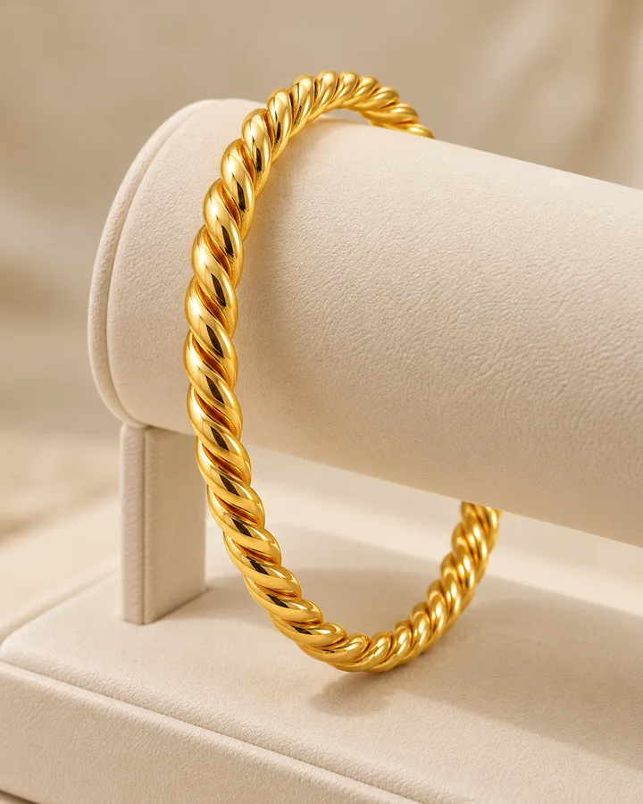 Twisted bangle, gold bangle at Sonei Jewellers Surrey