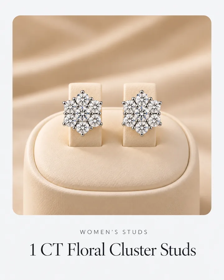 1 CT Floral Cluster Studs, diamond stud earring at Sonei Jewellers Surrey