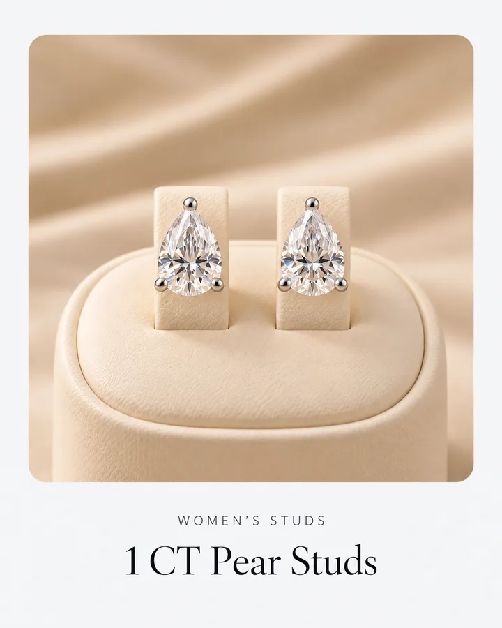 1 CT Pear Studs, diamond stud earring at Sonei Jewellers Surrey