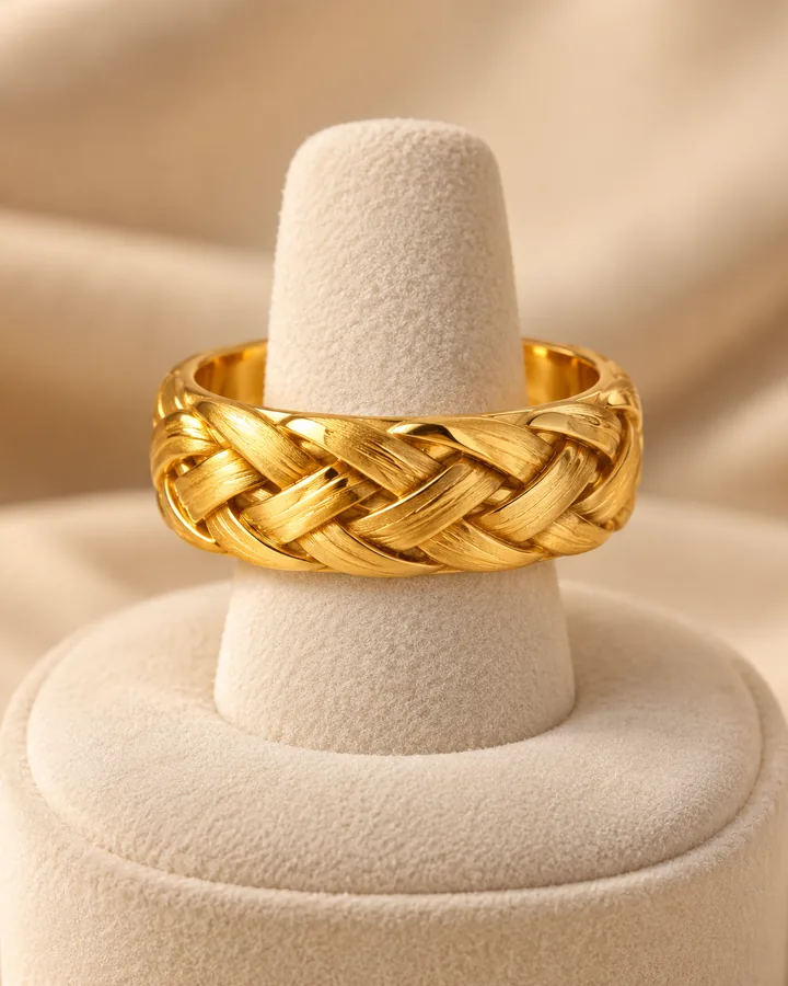 Woven band, gold band at Sonei Jewellers Surrey