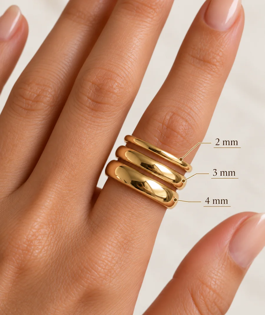 Gold bands in 2, 3 and 4 millimetre widths