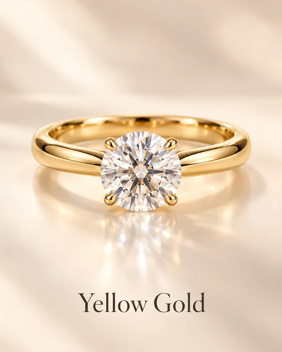 Yellow gold solitaire ring